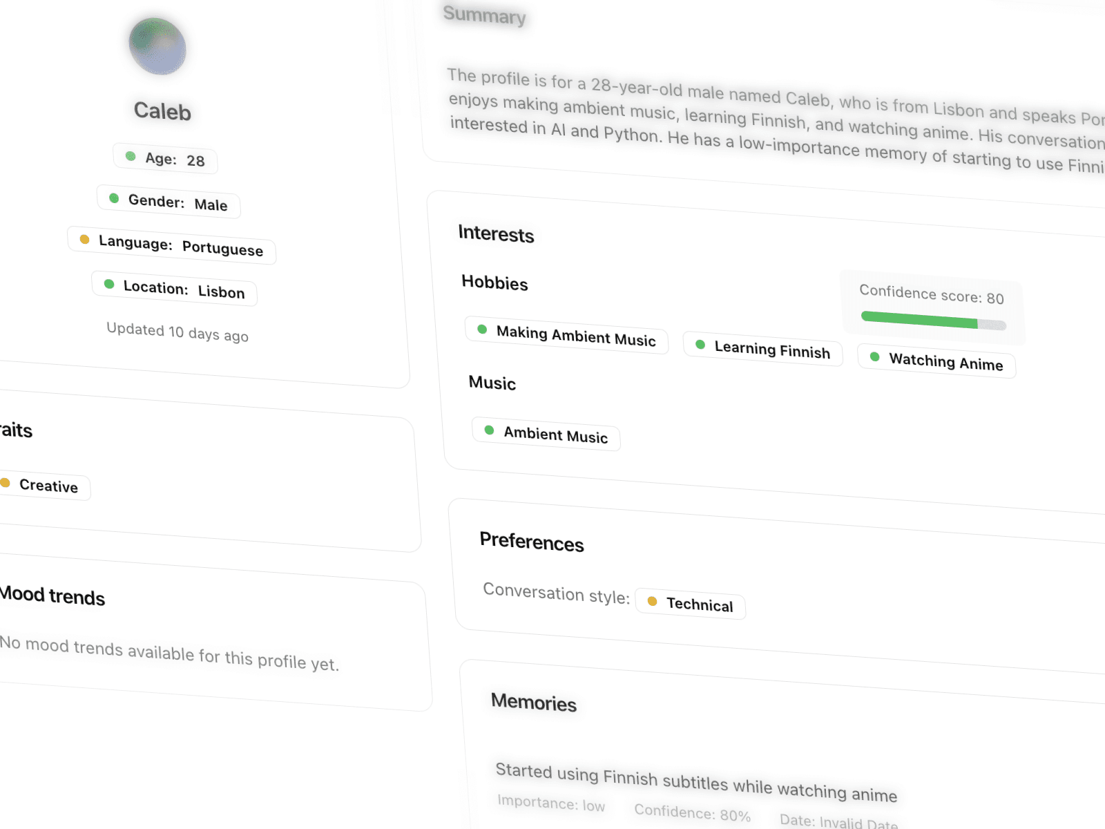 Profile Dashboard Screenshot